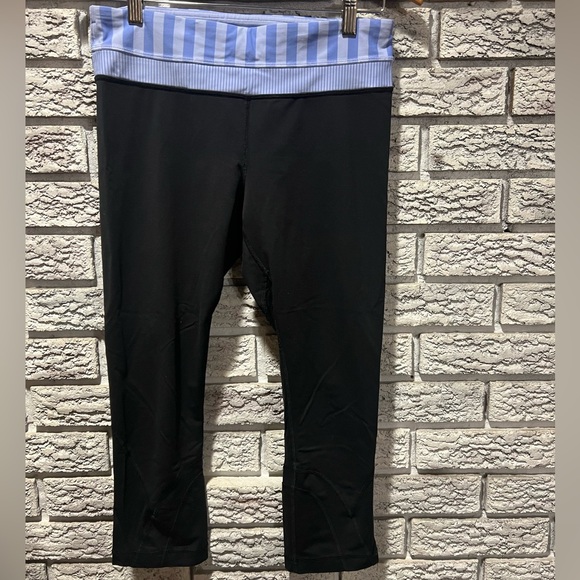 lululemon athletica Pants - lululemon athletica Black Leggings with Light purple Striped Waistband